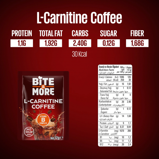 Bite & More L-Carnitine Coffee 12 gr x 10 Adet