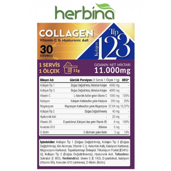 Collagen Tip 1-2-3 Kolajen Karışımı 30 Şase Kivi Aromalı