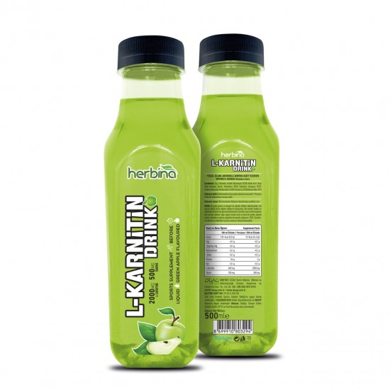 L Carnitine Drink 500 ml Yeşil Elma Aromalı