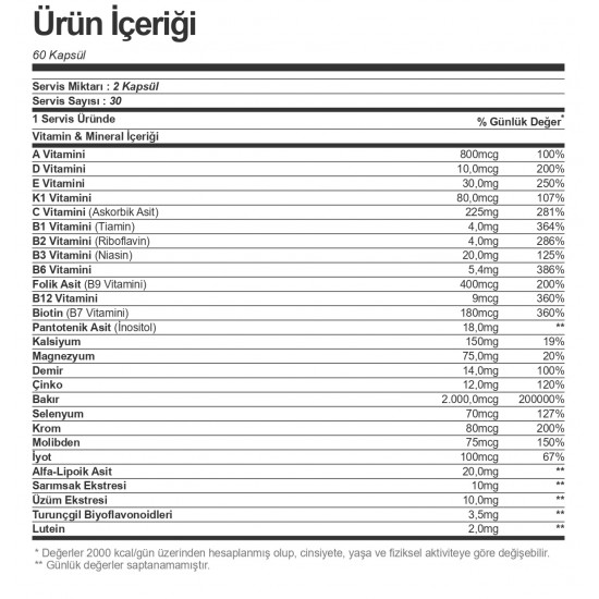 Optimum Nutrition Opti-Women Multivitamin 60 Kapsül