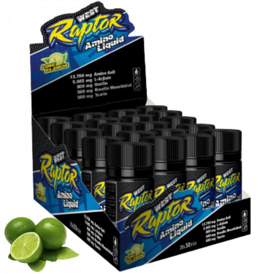 West Nutrition Raptor Amino Asit 30 ml 20 Shot Misket Limonu Aromalı