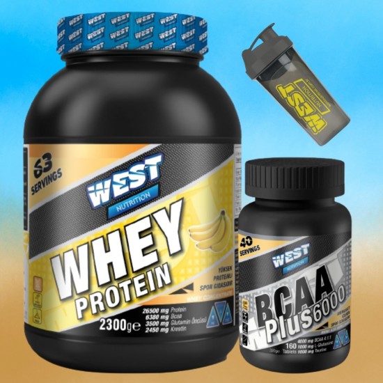 West Nutrition Whey Protein Tozu 2300 gr + Aminoasit BCAA Plus 6000 -160 Tablet